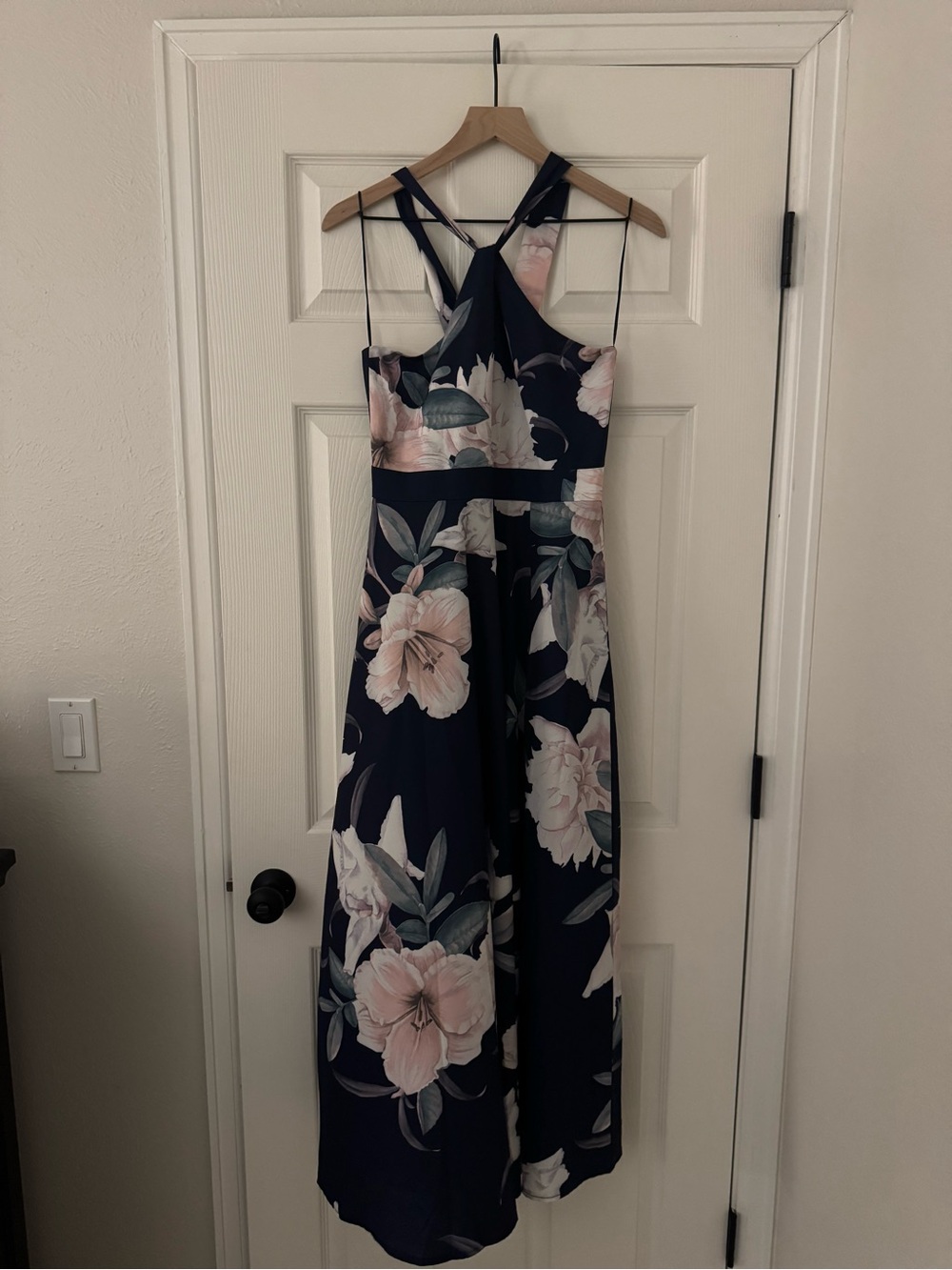 Petal & Pup Navy Dress with Pale Pink and Green Floral Accents